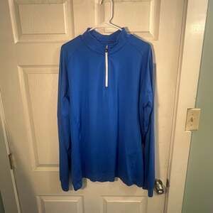 DEOLAX Mens Quarter Zip Pullover Athletic Long Sleeve Sweatshirt Blue Size XL